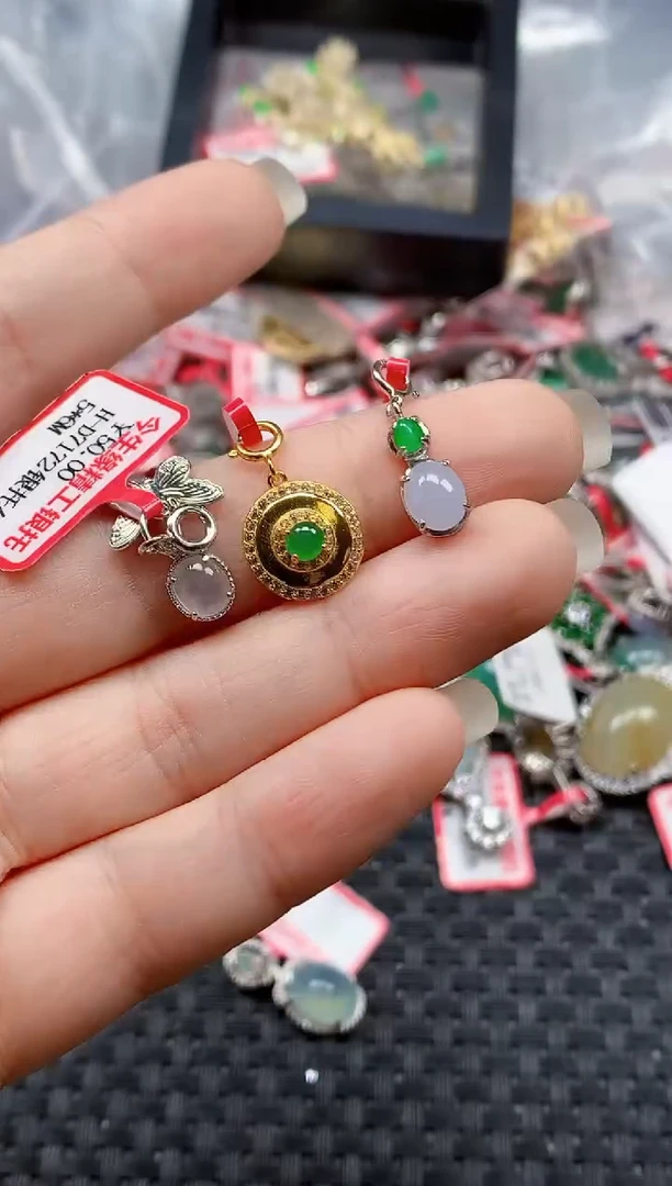 银S925镶嵌戒指翡翠天然A货缅甸翡翠