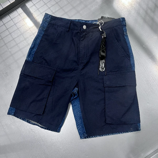 【G家】P002直通牛仔短裤拼接宽松男士时尚