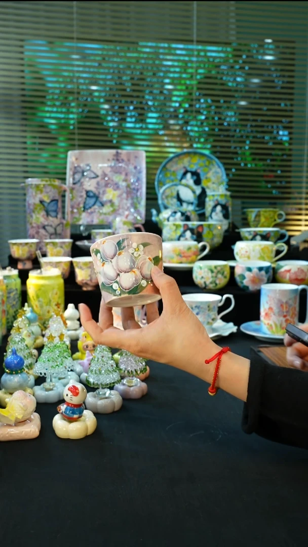 杯手绘心瓷陶瓷浮力