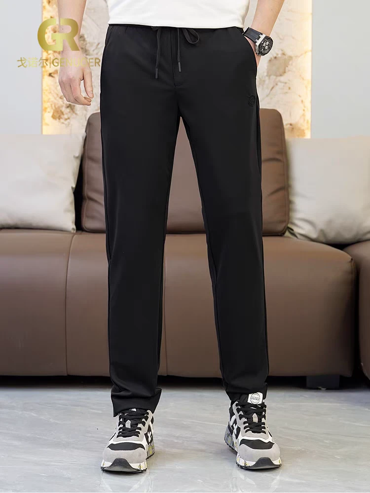 戈诺尔男士抽绳休闲裤春季新款运动松紧腰舒适百搭显瘦长裤子
