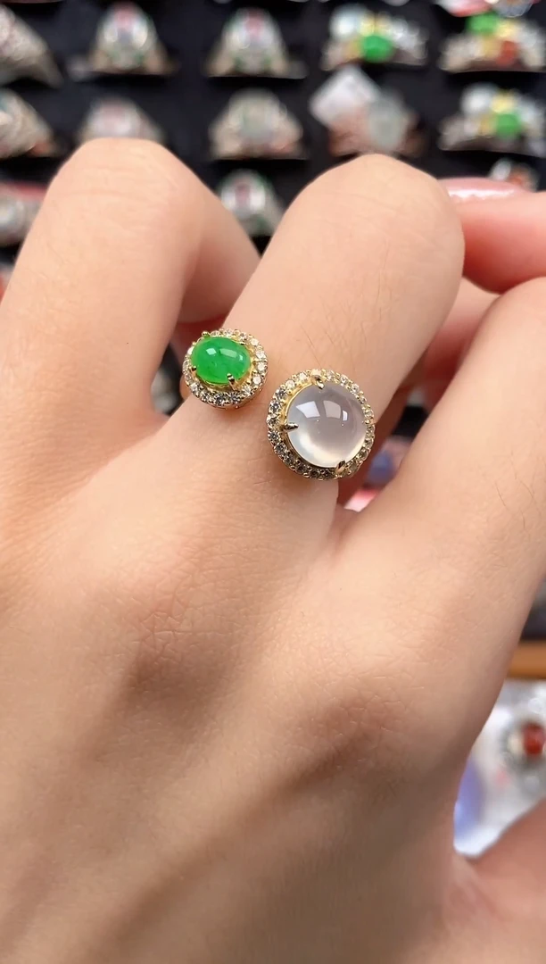 银S925镶嵌戒指翡翠天然A货翡翠10