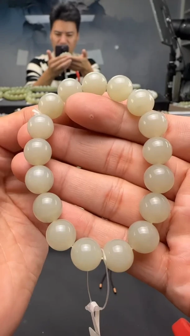 未镶嵌手串和田玉青白玉手串卡12