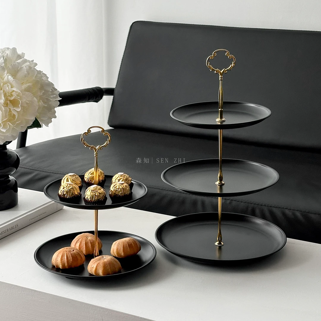 北欧风多层零食糖果盘轻奢家用客厅茶几点心架创意下午茶甜品盘子