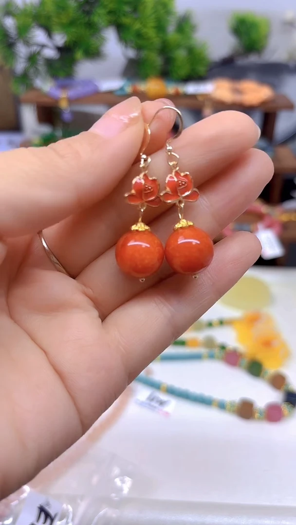 翡翠14K金镶嵌耳饰DIY款E173