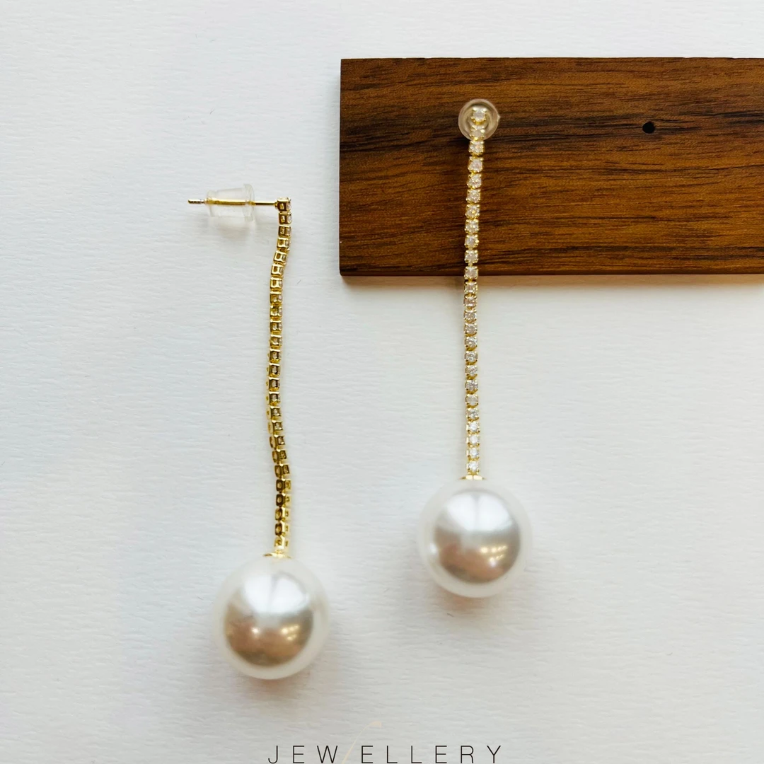 铜合金耳饰 锆石珍珠耳钉耳环法式小众高级大牌感复古s925银针