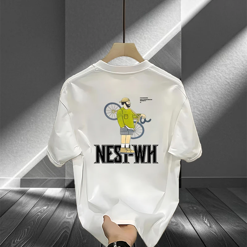 原点新款重磅纯棉短袖个性创意国潮白墨印花国风T恤宽松上衣