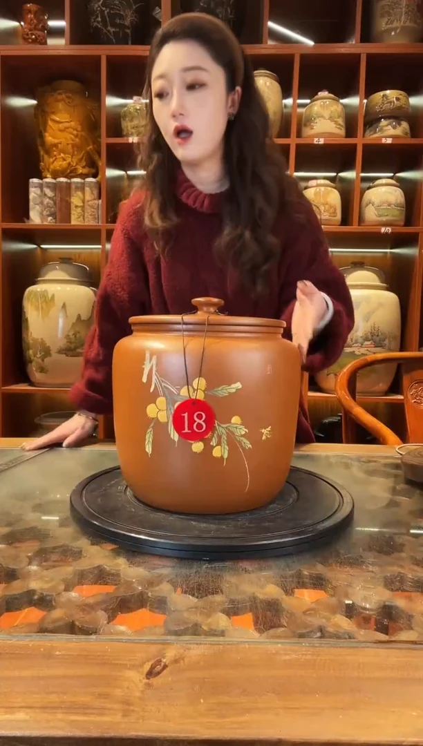 罐云南建水紫陶七饼复烧缸@18