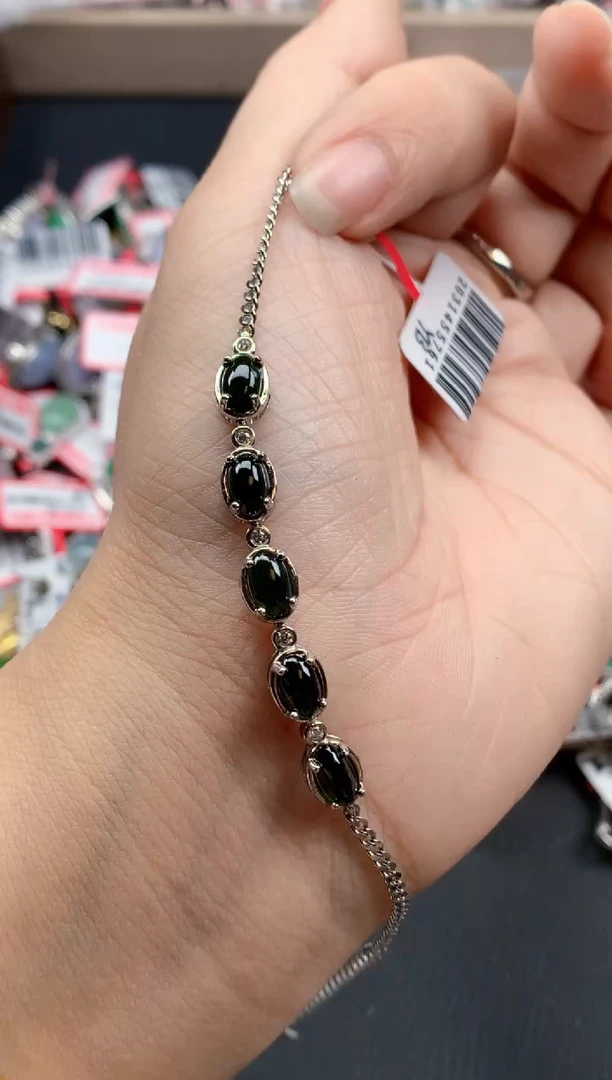 银S925镶嵌戒指翡翠天然A货缅甸翡翠