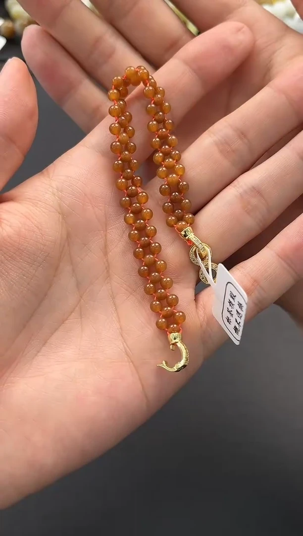 未镶嵌手串和田玉且末金山纯糖手链卡4微色差