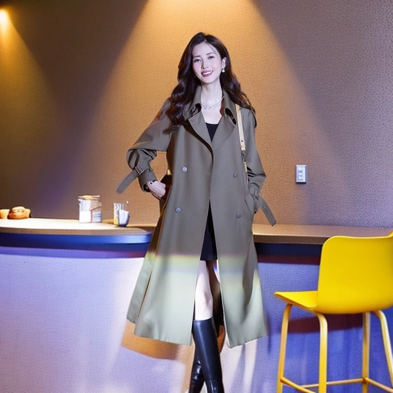 2025年今年流行风衣秋季新款过膝中长款修身显瘦高级感大衣外套女