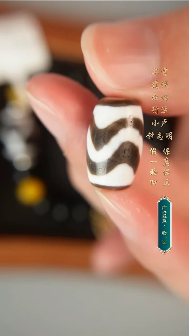 未镶嵌颈饰玛瑙/玉髓钟志明黑白双牙牙桶珠19.9*12.6