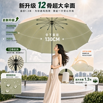 【彩胶超大号130cm】知临新款12k马卡龙撞色晴雨两用雨伞
