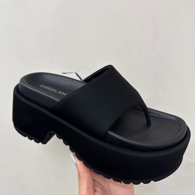 诗歌兰女鞋2025年夏季新款时尚粗跟厚底外穿休闲沙滩人字拖鞋