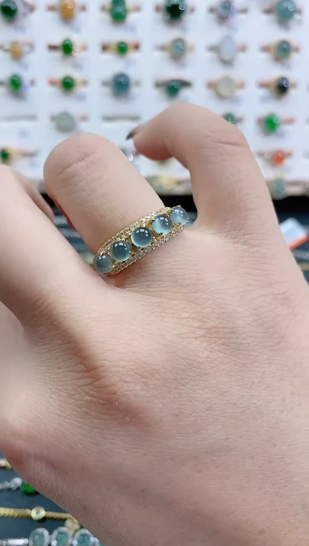 银S925镶嵌戒指翡翠天然翡翠