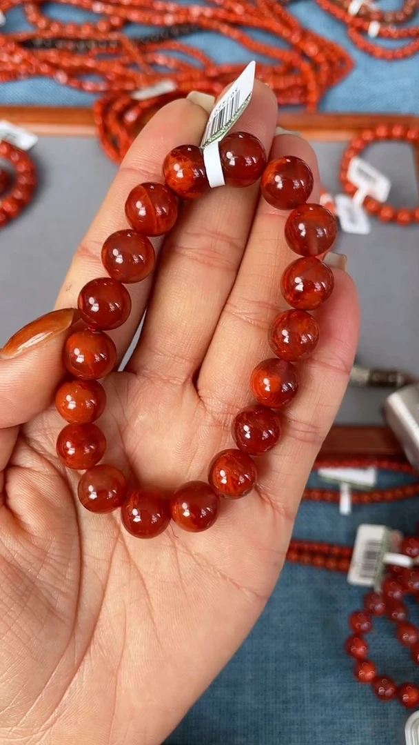 未镶嵌手串南红玛瑙N13凉山瓦西料火焰单圈多样性发其一