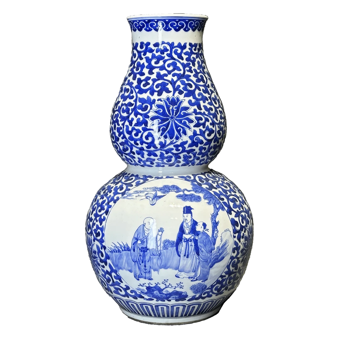 25083534x青花三酸图葫芦瓶