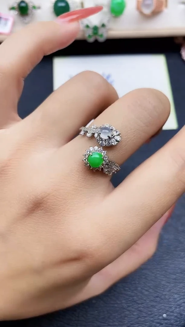 【闪购商品】翡翠戒指银S925镶嵌11111