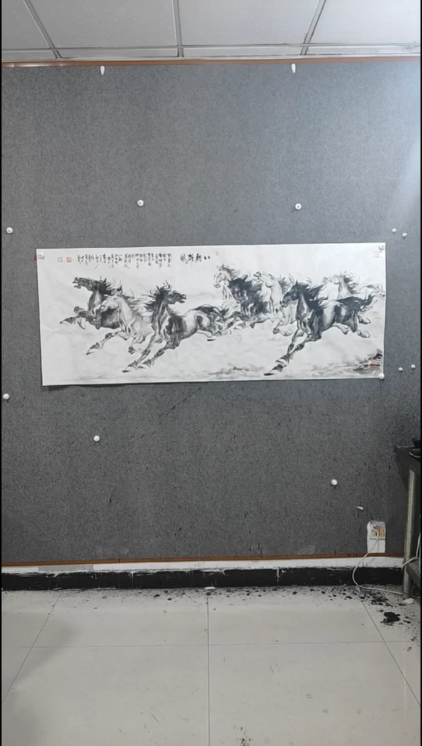 国画水墨写意八骏马图