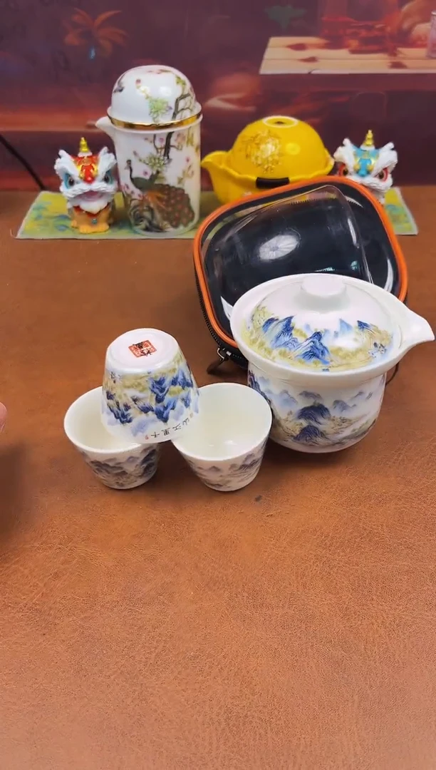 陶瓷茶具摆件旅行套组