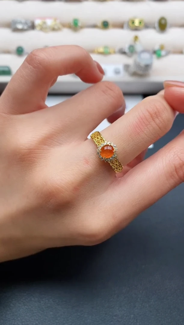 银S925镶嵌戒指翡翠缅甸天然A货翡翠333  2-8