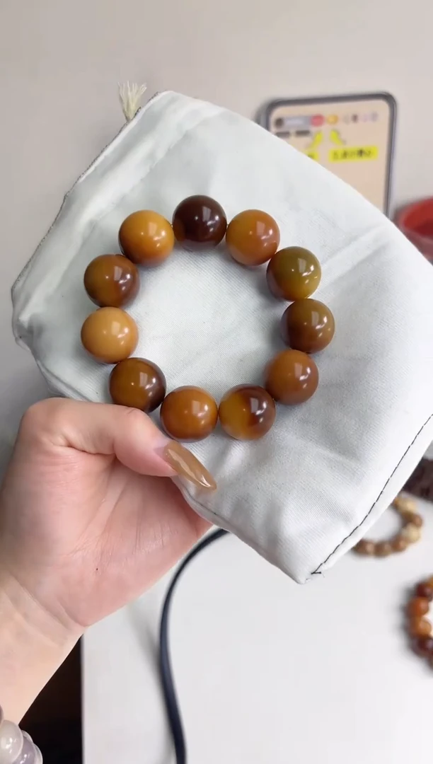 手串菩提根/象牙果沐q26芝士溏心玉化圆珠21mm手串