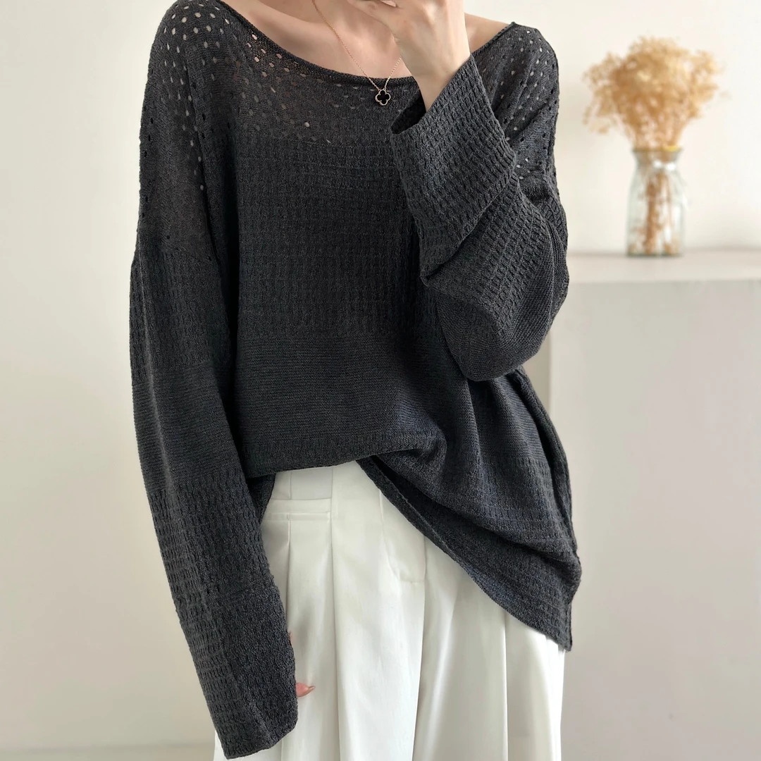 【英琪】镂空时尚减龄百搭高品针织衫 A0829