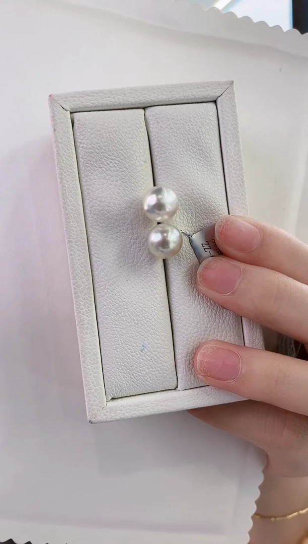 未镶嵌耳饰海水珍珠10-11澳白珍珠耳饰