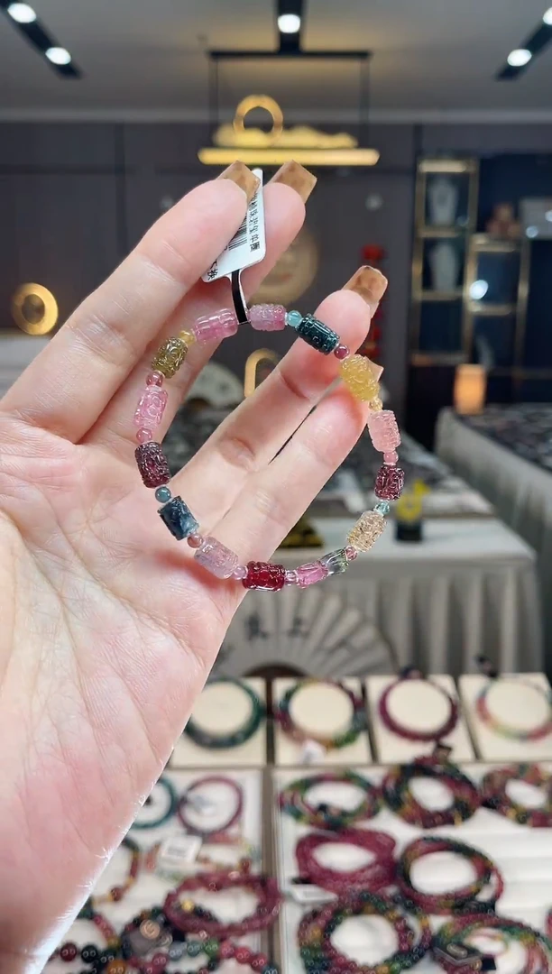 未镶嵌收藏级老矿碧玺桶珠单圈手串碧玺dan多样性发货一条