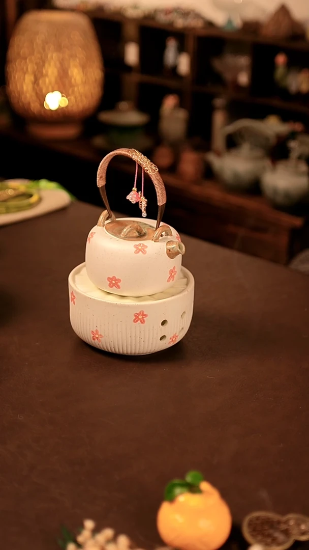 【闪购商品】闪购冲冲冲 粉引喇叭花提梁壶