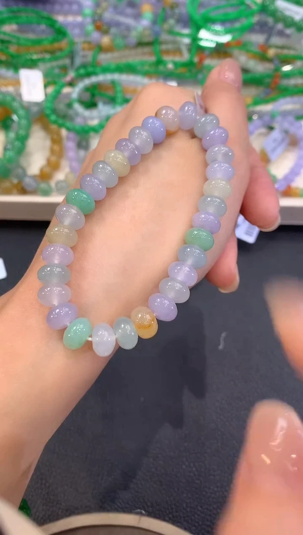 未镶嵌手串翡翠w239  紫货有色差