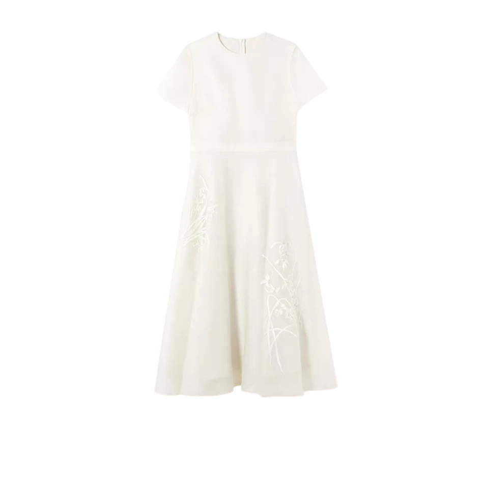 【朗】夏季新款真丝新中式提花连衣裙-LZ157