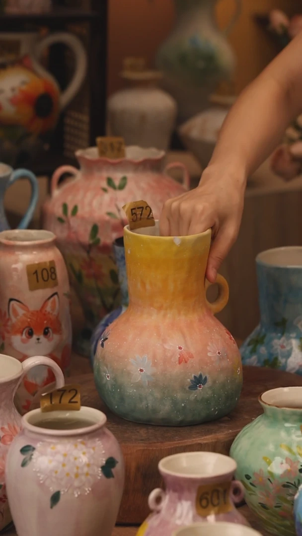 陶瓷572景德镇设计师手作花器摆件侘寂风