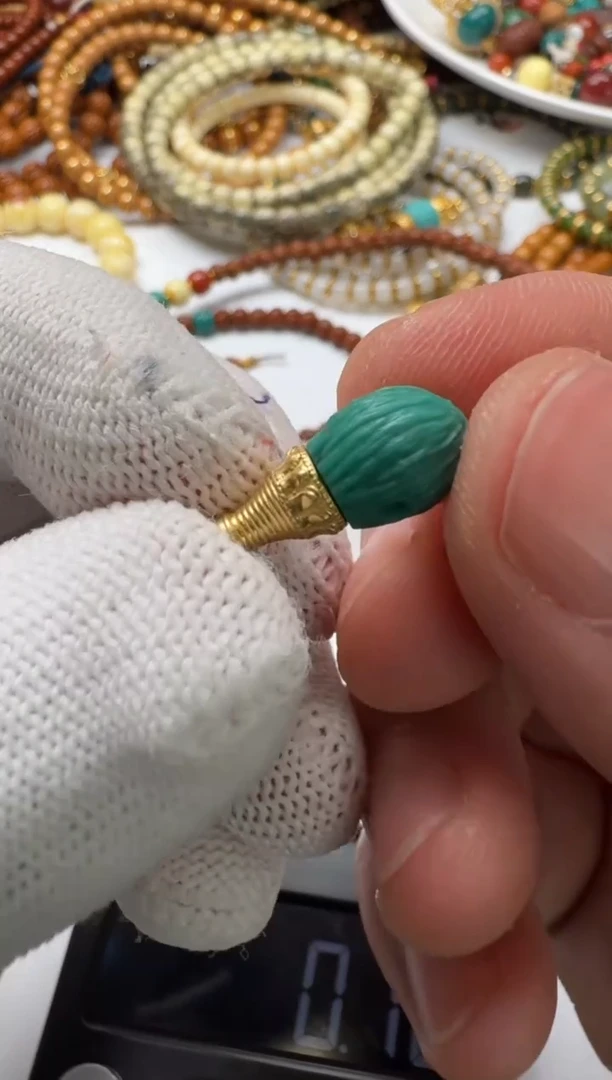 【闪购商品】绿松石三通18K金镶嵌18k绿松石三通