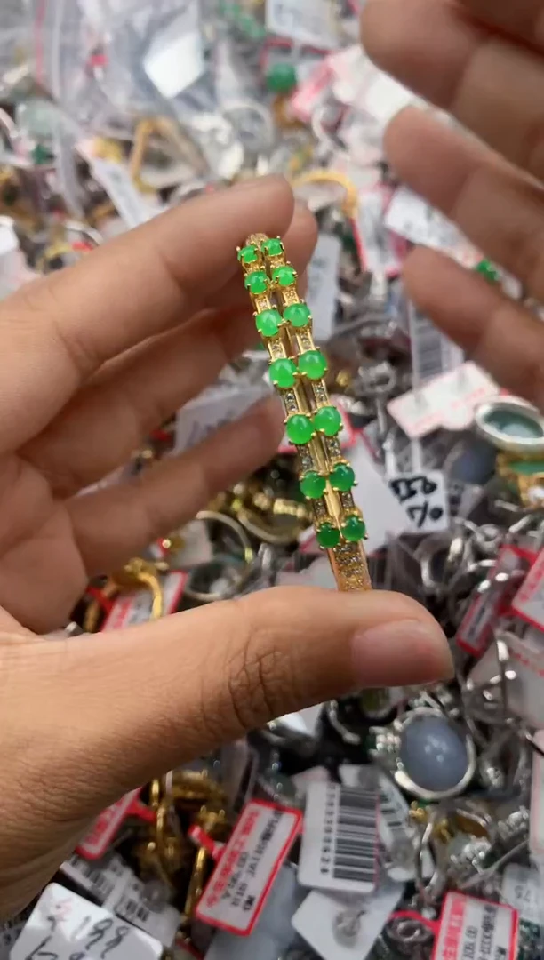 银S925镶嵌戒指翡翠4444----9