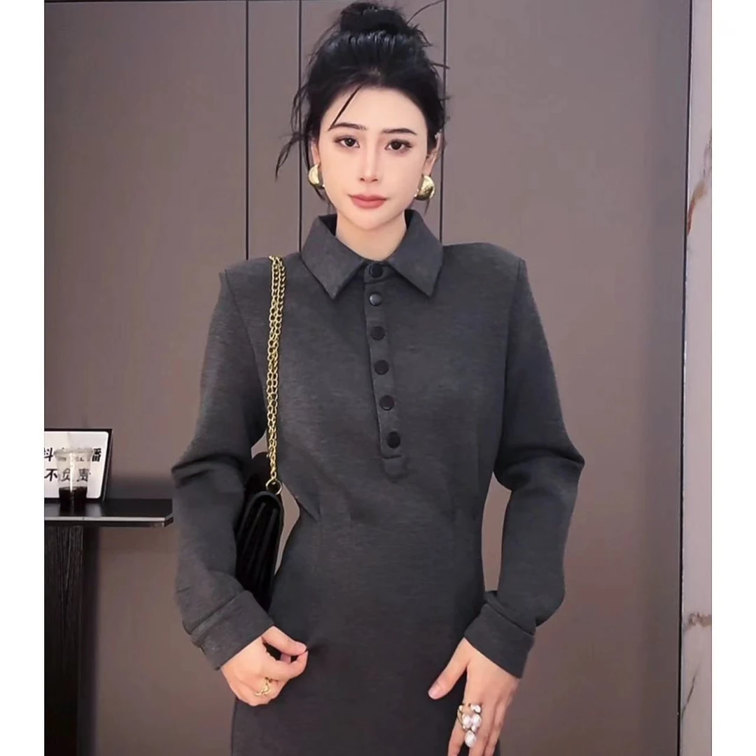 【天姐家】现货高级感POLO领连衣裙修身显瘦气质裙子STTWF405271