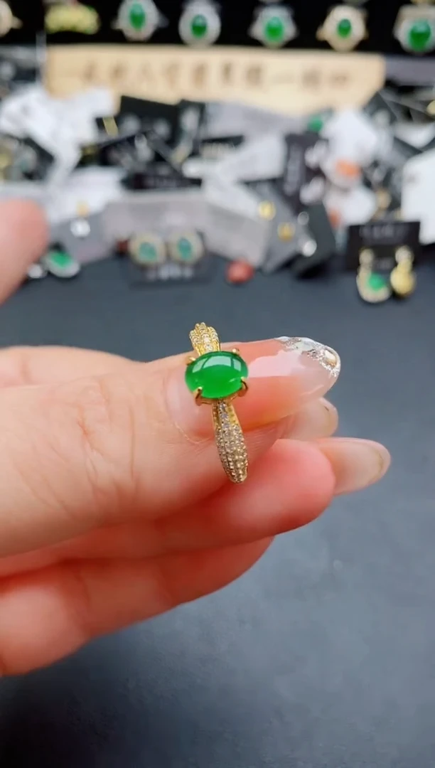 银S925镶嵌戒指翡翠508