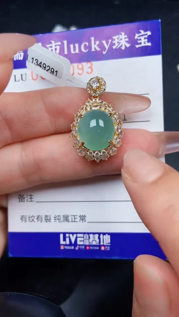 翡翠银S925镶嵌颈饰6093