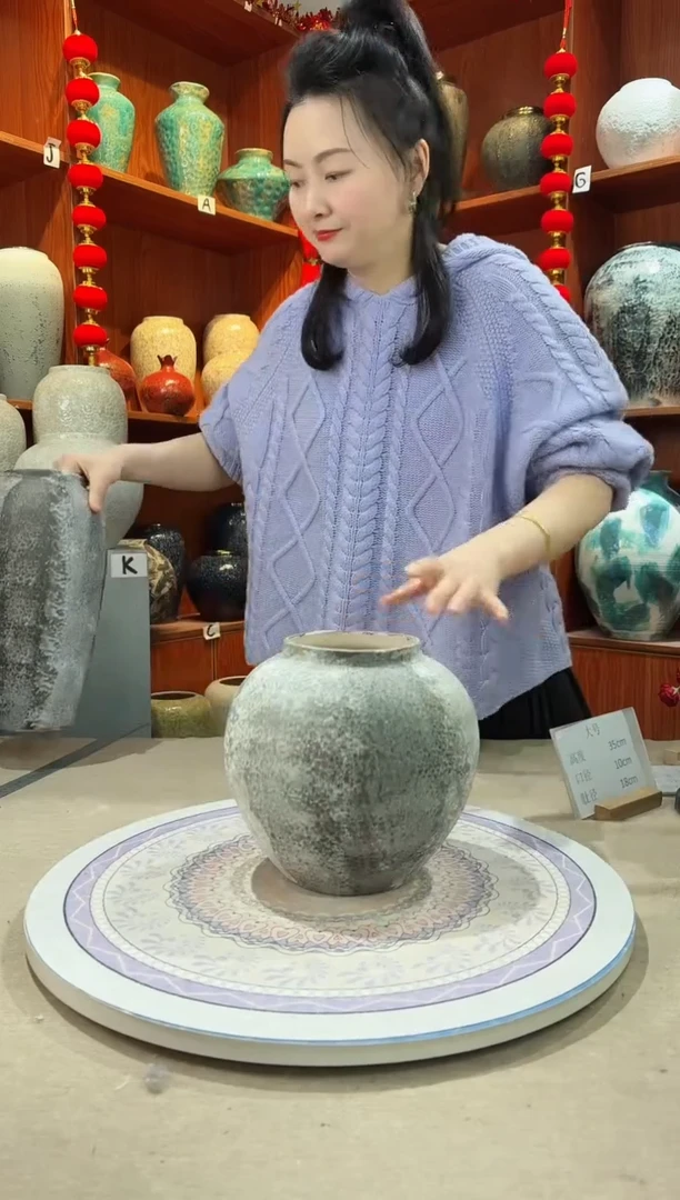 【闪购商品】瓶陶瓷花瓶 无花 灰白雪花秀小号