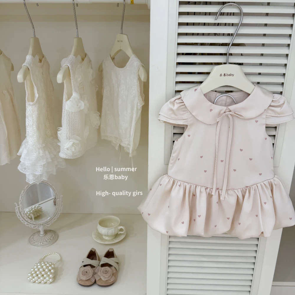 可露丽穿搭原创2025女童夏季飞飞袖爱心背心花苞裙宝宝时髦裙子