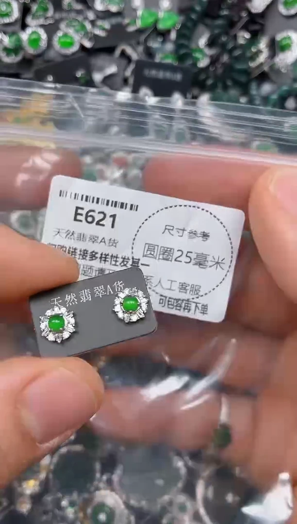 颈饰未镶嵌翡翠E621耳钉