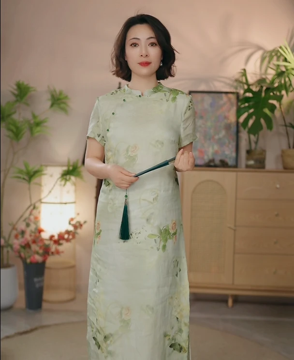 麻天下【春暖花开】2025新款文艺原创新中式斜襟春夏季苎麻改良旗袍