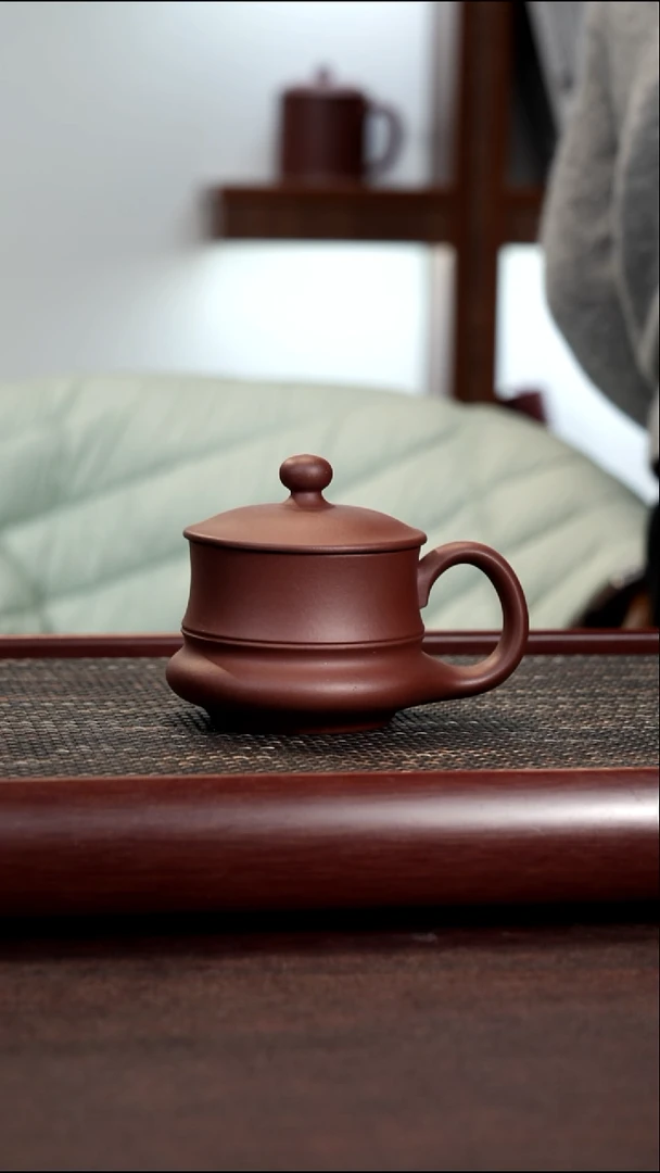 茶杯紫砂尾单微瑕40目紫泥鸿运当头无礼盒