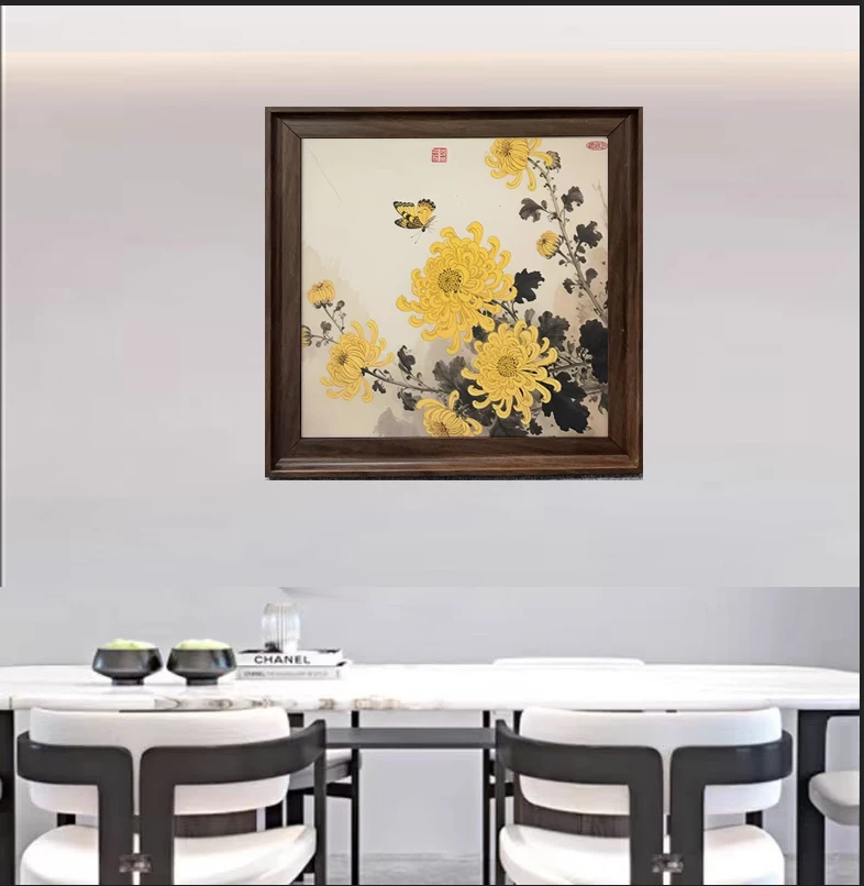 Q333法式中古风时尚餐厅客厅轻奢卧室挂画装裱实物鎏金画