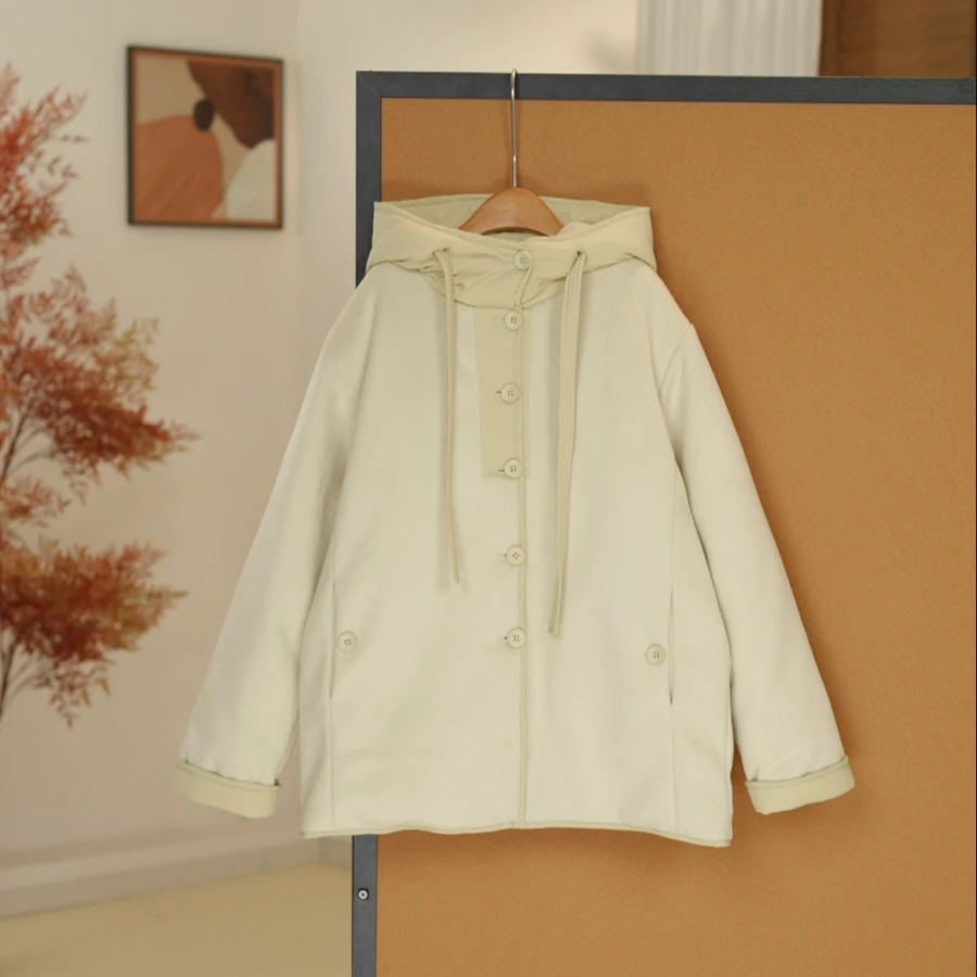 秋冬女大童韩版时尚连帽外套时尚百搭大童呢子外套-SW592