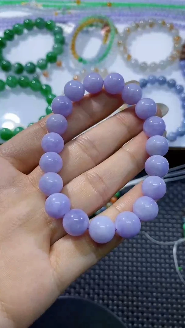 散珠翡翠卡9.8紫手串