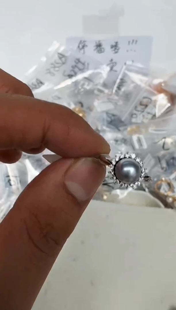 银S925镶嵌戒指海水珍珠戒指