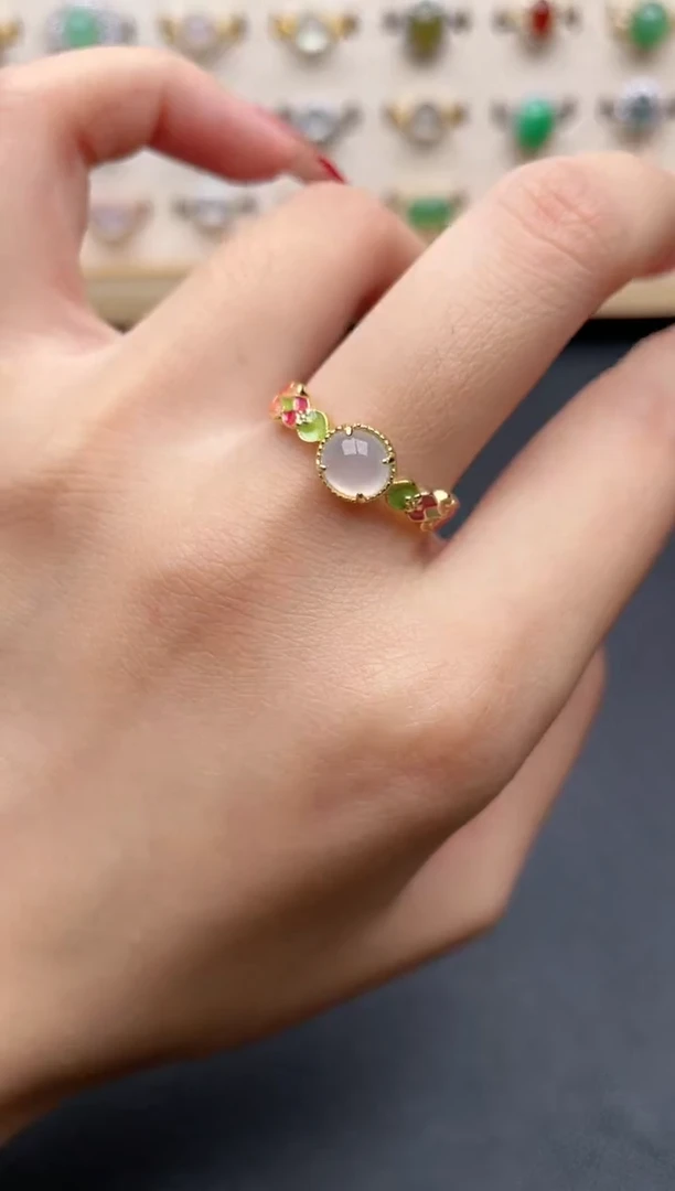 【闪购商品】翡翠戒指银S925镶嵌一物一证一礼盒