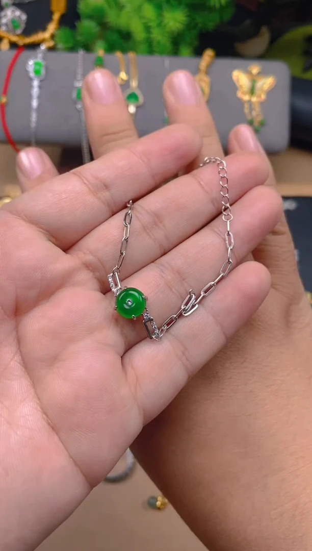 银S925镶嵌手链翡翠手链