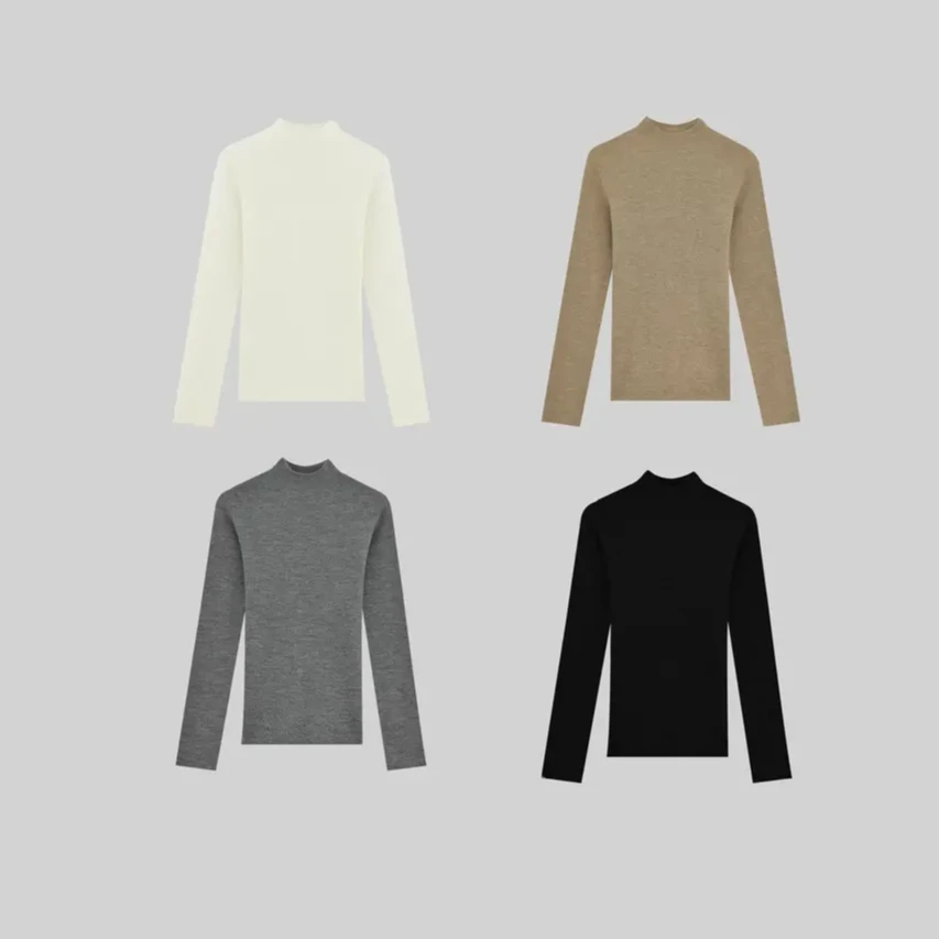 PUYUAN【高领鱼骨纹】不可机洗 100扬子纱修身长袖打底羊毛衫M24MS1