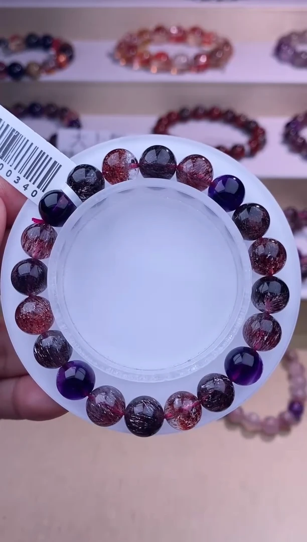 未镶嵌手链水晶黑加仑超七9m+